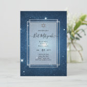 Galaxy Starry Night BAT MITZVAH Agaten Uitnodiging (Staand voorkant)