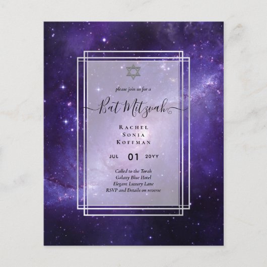 Galaxy Starry Night BAT MITZVAH Agaten Uitnodiging (Voorkant)