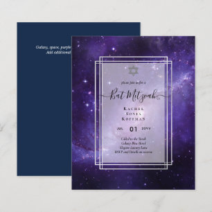 Galaxy Starry Night BAT MITZVAH Agaten Uitnodiging