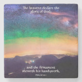 Galaxy Starry Sky Psalm 19:1 Schrift Verse Stenen Onderzetter (Voorkant)