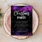 Galaxy Starry Space Neon Black Kerstfeest Kaart