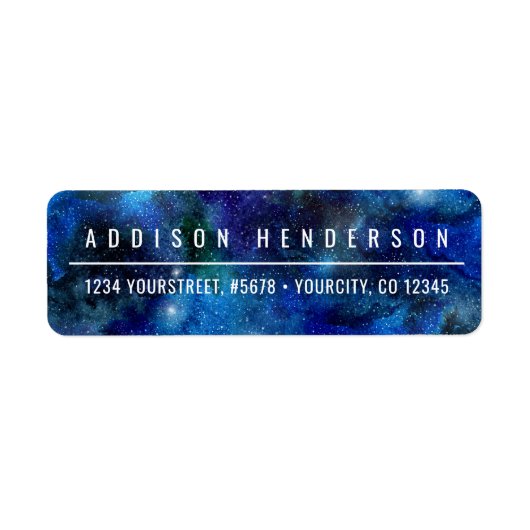 Galaxy Stars Blue Modern Return Address Label (Voorkant)