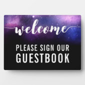 Galaxy Stars Bruiloft Welkom Gastboek Bord Fotoplaat (voorkant)