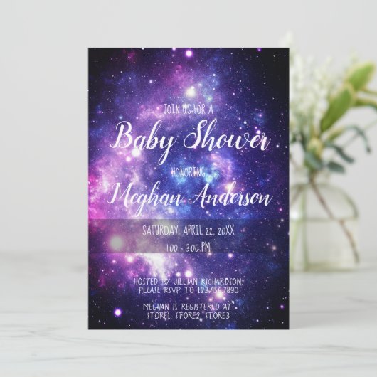 Galaxy Stars Celestial Buitenspace Baby shower Kaart (Staand voorkant)