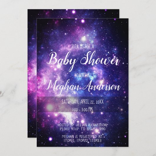Galaxy Stars Celestial Buitenspace Baby shower Kaart (Voorkant / Achterkant)