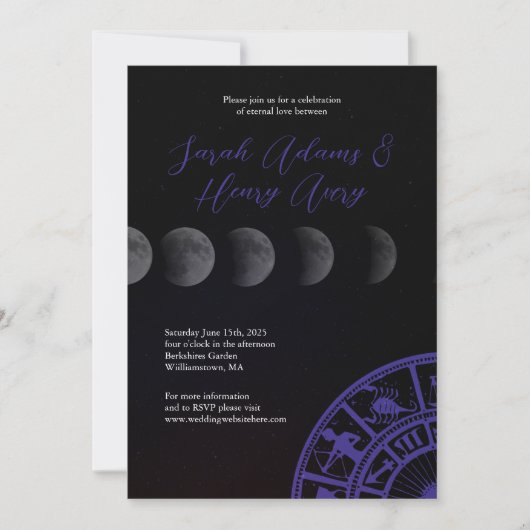 Galaxy Stars en Moon Wedding Invitation Kaart (Voorkant)