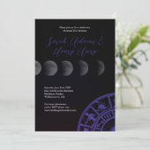 Galaxy Stars en Moon Wedding Invitation Kaart (Staand voorkant)