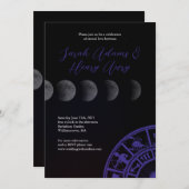 Galaxy Stars en Moon Wedding Invitation Kaart (Voorkant / Achterkant)