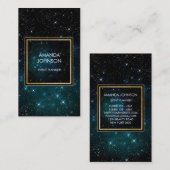 Galaxy Stars Golden Blu Space Cosmic Vip Visitekaartje (Voorkant / Achterkant)
