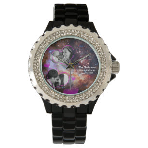 Galaxy Stars Jubileum, bruiloft foto collage Horloge