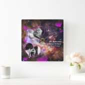 Galaxy Stars Jubileum, Bruiloftsfoto Collage Vierkante Klok (Huis)