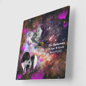 Galaxy Stars Jubileum, Bruiloftsfoto Collage Vierkante Klok (Hoek)