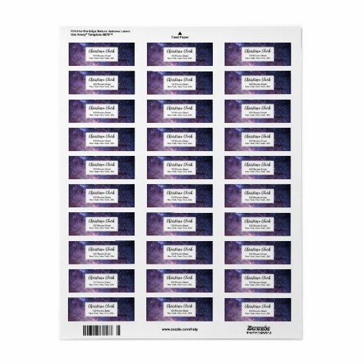 Galaxy Stars Night Personalized Custom Address Etiket (Full Sheet)