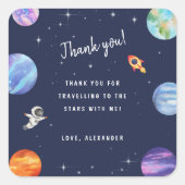 Galaxy Stars Outer Space Verjaardag Bedankt Favor Vierkante Sticker (Voorkant)