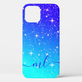 Galaxy Stars Sky Aqua Blue Blauwgroen Custom Monog Case-Mate iPhone Case (Achterkant)