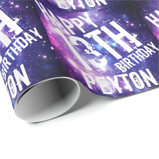 Galaxy Stars Space Gepersonaliseerde Verjaardagsfe Cadeaupapier (Rol Hoek)