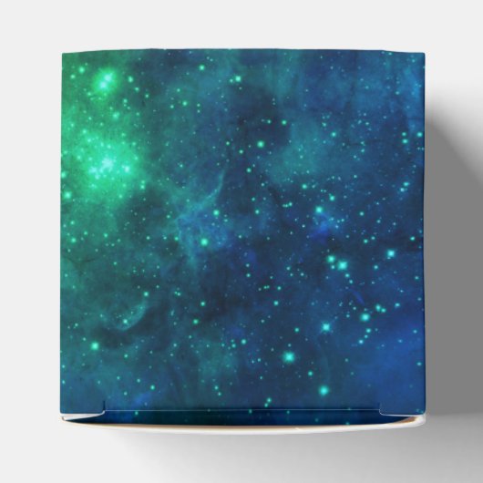 Galaxy Stars Space Groen Neon Patroon Bedankdoosjes (Bovenkant)