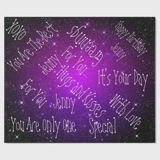Galaxy Stars Specialized Birthday Paars Cadeaupapier (Vlak)