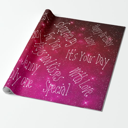 Galaxy Stars Specialized Birthday Space Cadeaupapier (Uitgerold)