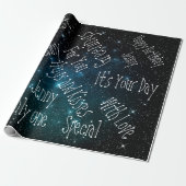 Galaxy Stars Specialized Birthday Space Cadeaupapier (Uitgerold)