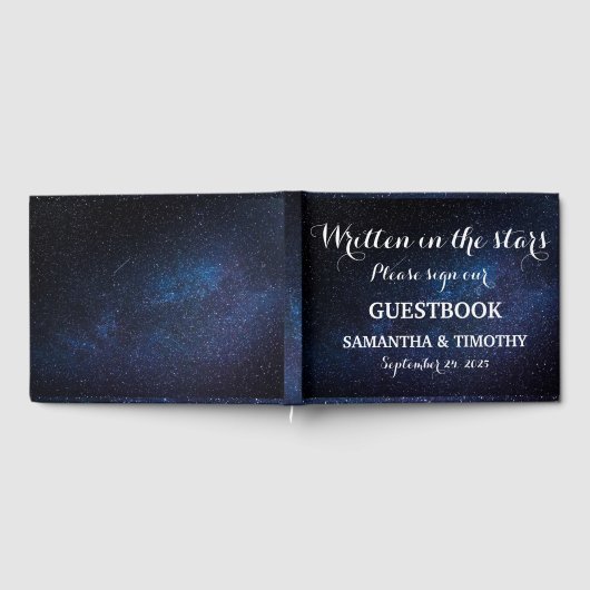 Galaxy Stars Sterrennacht Celestial Bruiloft Gastenboek (Volledig)