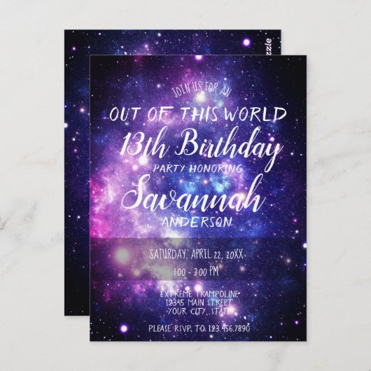 Galaxy Stars uit deze wereldwijde uitnodiging (Voorkant / Achterkant)