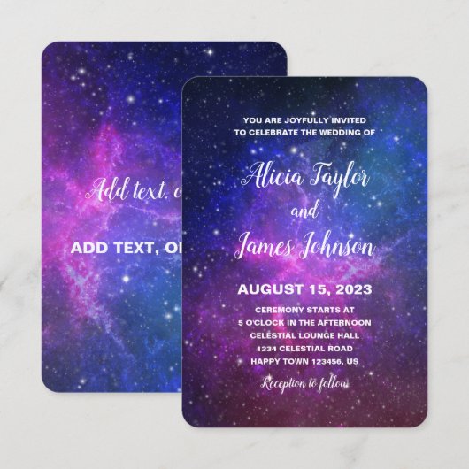 Galaxy Stars Uitnodiging Woensdag (Voorkant / Achterkant)