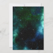 Galaxy Stars Verjaardagsfeestje Groen Blauw Kaart (Achterkant)