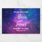 Galaxy Stars Wedding Favor Sparkling Wijnetiket (Enkel label)