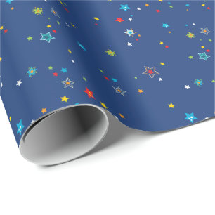 Galaxy Sterren Buiten Ruimte Marine Blauw Inpakpap Cadeaupapier
