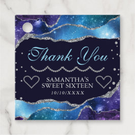 Galaxy sterren Zilver Glitter Agate Sweet 16 Bedankjes Labels