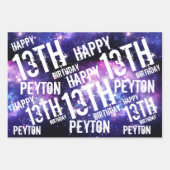 Galaxy Sterrennacht aangepaste verjaardagsfeestje Inpakpapier Vel (Voorkant 2)