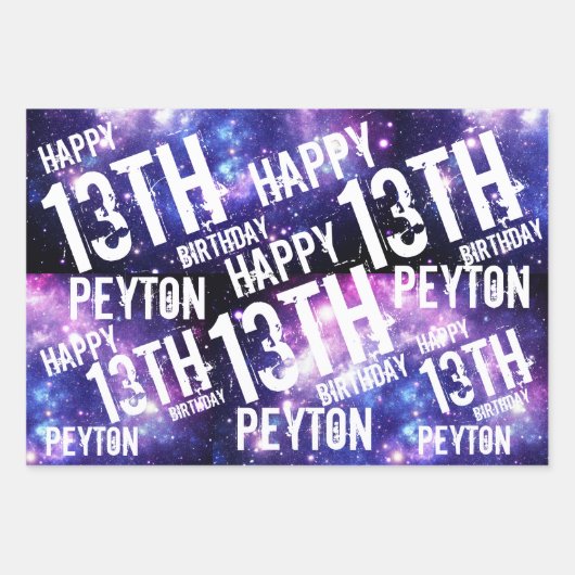 Galaxy Sterrennacht aangepaste verjaardagsfeestje Inpakpapier Vel (Voorkant)