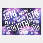 Galaxy Sterrennacht aangepaste verjaardagsfeestje Inpakpapier Vel (Voorkant 3)