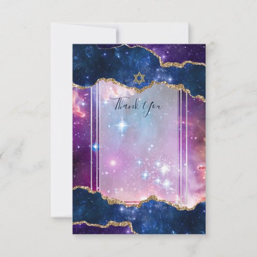Galaxy Sterrennacht BAR MITZVAH DANK U Bedankkaart (Voorkant)