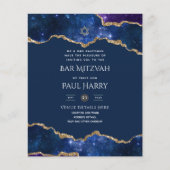 Galaxy Sterrennacht BAR MITZVAH Invitations Navy (Voorkant)