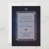 Galaxy Sterrennacht BAR MITZVAH Invitations Navy Kaart (Voorkant)