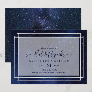 Galaxy Sterrennacht BAT MITZVAH Agate Invitation Kaart