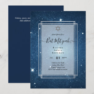 Galaxy Sterrennacht BAT MITZVAH Agate Invitation Kaart