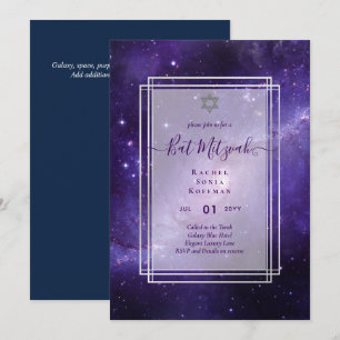 Galaxy Sterrennacht BAT MITZVAH Agate Invitation Kaart