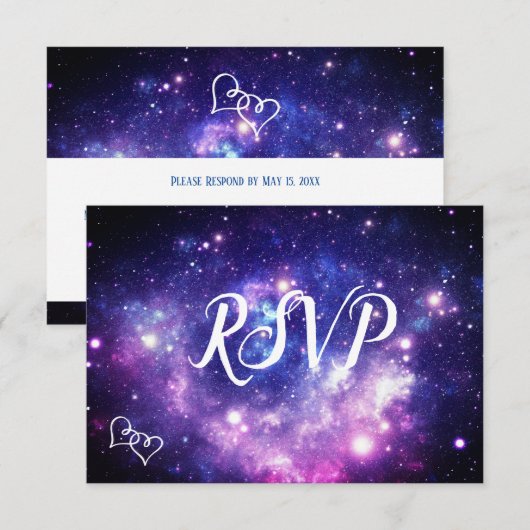 Galaxy Sterrennacht bruiloft RSVP Kaarten met maal (Voorkant / Achterkant)