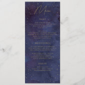 Galaxy Sterrennacht Celestial Paarse gouden bruilo Menu (Voorkant)