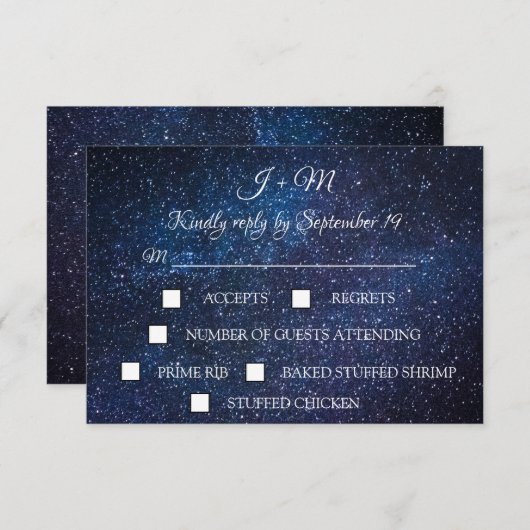 Galaxy Sterrennacht Celestial Stars Modern RSVP (Voorkant / Achterkant)