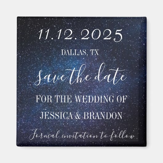 Galaxy Sterrennacht marineblauw trouwmagneet Magneet (Voorkant)