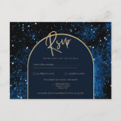 Galaxy Sterrennacht Navy Blue Gold Wedding Briefkaart (Voorkant)