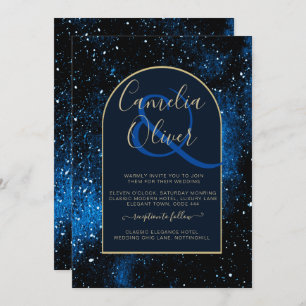 Galaxy Sterrennacht Navy Blue Gold Wedding Kaart
