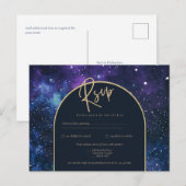 Galaxy Sterrennacht Paars Blue Gold Weddenschap RS Briefkaart (Voorkant / Achterkant)