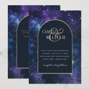 Galaxy Sterrennacht Paars Blue Wedding Kaart