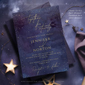 Galaxy Sterrennacht Sky Blue Paarse gouden bruilof Kaart