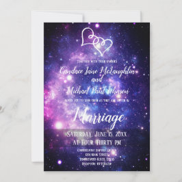 Galaxy Sterrennacht Space Double Hearts Wedding Kaart